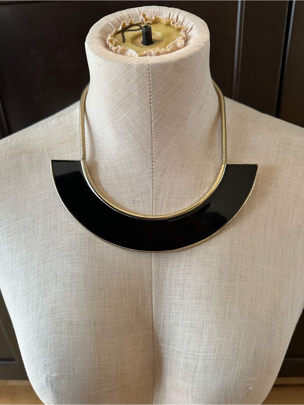 Aldo Black Crescent Necklace with Gold Accents